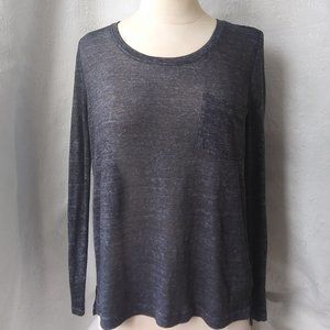GAP | Linen Blend Lightweight Charcoal Gray Long Sleeve T- Shirt | XS